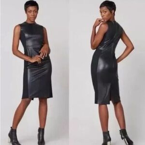 🆕 Spanx Leather Like Sleeveless Sheath Dress in Luxe in Black - Small
